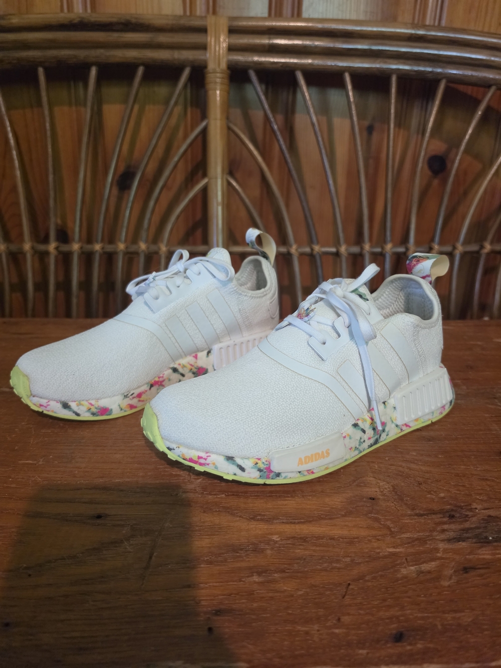 Adidas Womens White Floral NMD R1 Sport Shoes - Picture 2 of 16